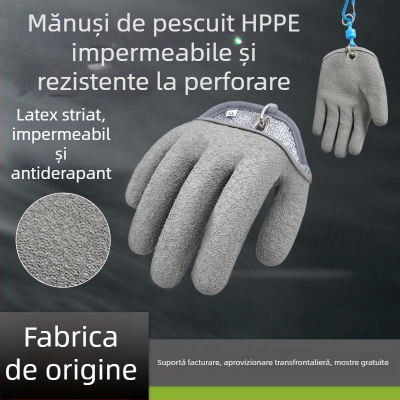 Mănuși de pescuit cu PE acoperire, protecție la tăiere și înțepare, antialunecare, pentru pescuit în aer liber