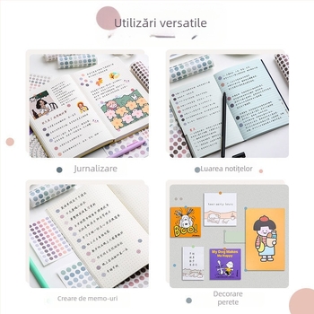 Sticker Morandi cu puncte pentru planner, etichete rotunde decorative, stil drăguț