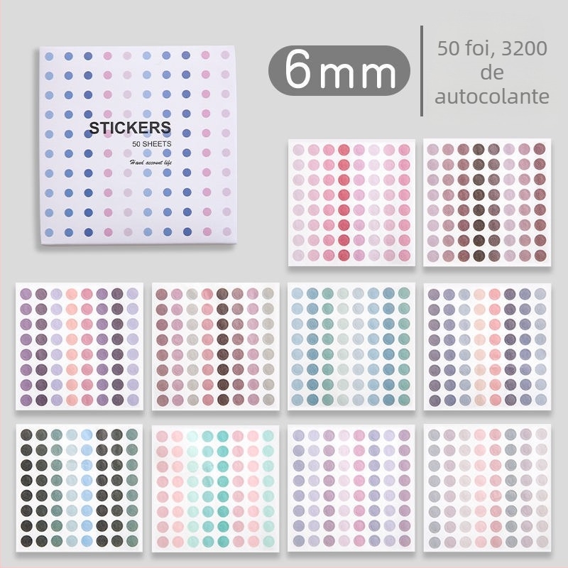 Sticker Morandi cu puncte pentru planner, etichete rotunde decorative, stil drăguț