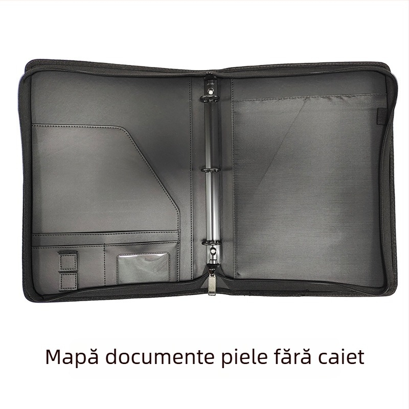 Mapă A4 din piele PU, dosar cu trei găuri, elegant pentru birou, cu posibilitatea adăugării unui logo