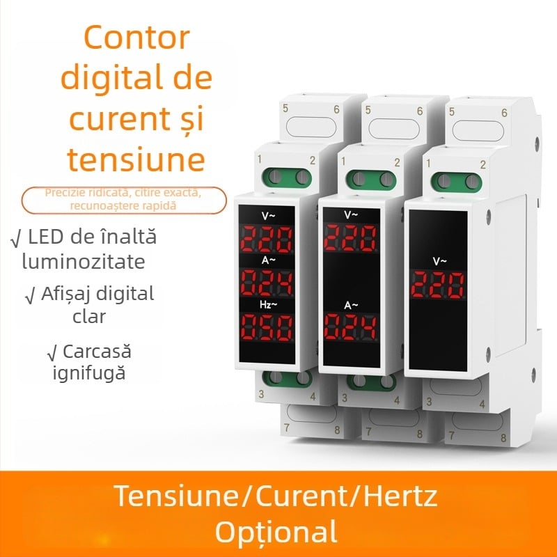 Metru montat pe șină pentru tensiune și curent, indicator digital mini, AC 220/380V cu măsurător de frecvență