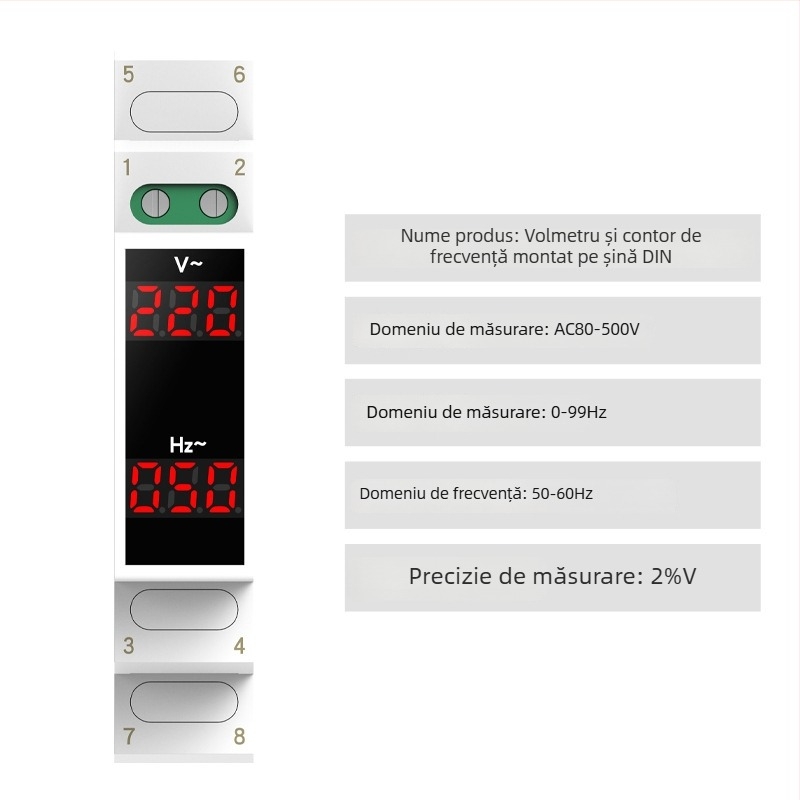 Metru montat pe șină pentru tensiune și curent, indicator digital mini, AC 220/380V cu măsurător de frecvență