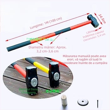 Ciocan octagonal cu cap greu din fier, pentru tâmplă și zidărie; design dublu; mâner PPR amortizant