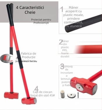 Ciocan octagonal cu cap greu din fier, pentru tâmplă și zidărie; design dublu; mâner PPR amortizant