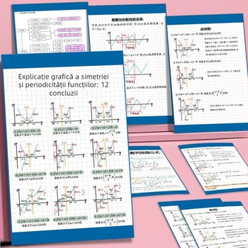 24 autocolante despre funcții trigonometrice și șiruri pentru gimnaziu – grafice ale funcțiilor, concepte matematice cheie, note de studiu și autocolante pentru elevi de top