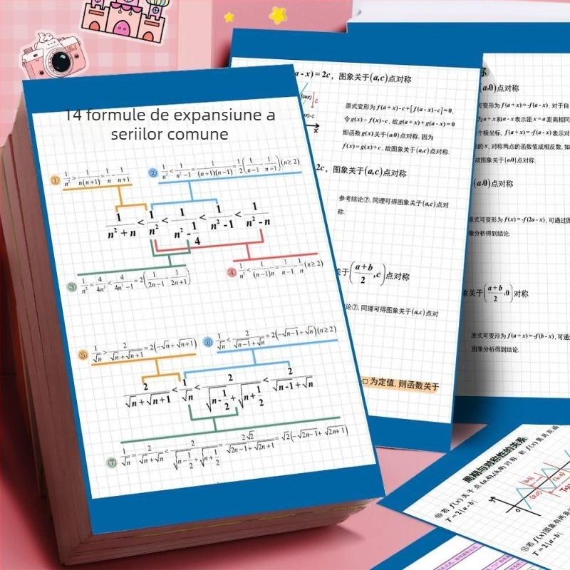 24 autocolante despre funcții trigonometrice și șiruri pentru gimnaziu – grafice ale funcțiilor, concepte matematice cheie, note de studiu și autocolante pentru elevi de top