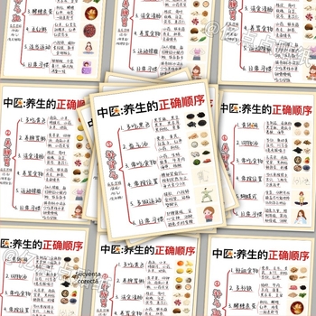 12 stickere pentru rutină de sănătate în medicina tradițională chineză — caiet impermeabil cu stickere