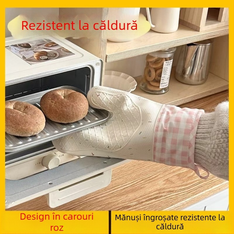 Mănuși din silicon rezistente la temperaturi înalte pentru cuptor și cuptor cu microunde, izolație termică pentru bucătărie