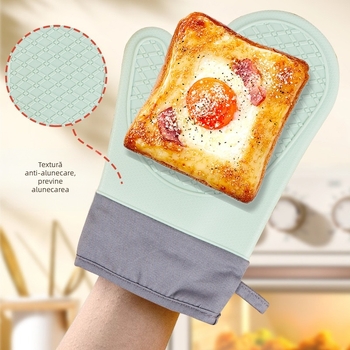 Mănuși de bucătărie din silicon izolante, antialunecare, 29 cm, rezistente la temperaturi înalte, pentru cuptor cu microunde, Star Chef