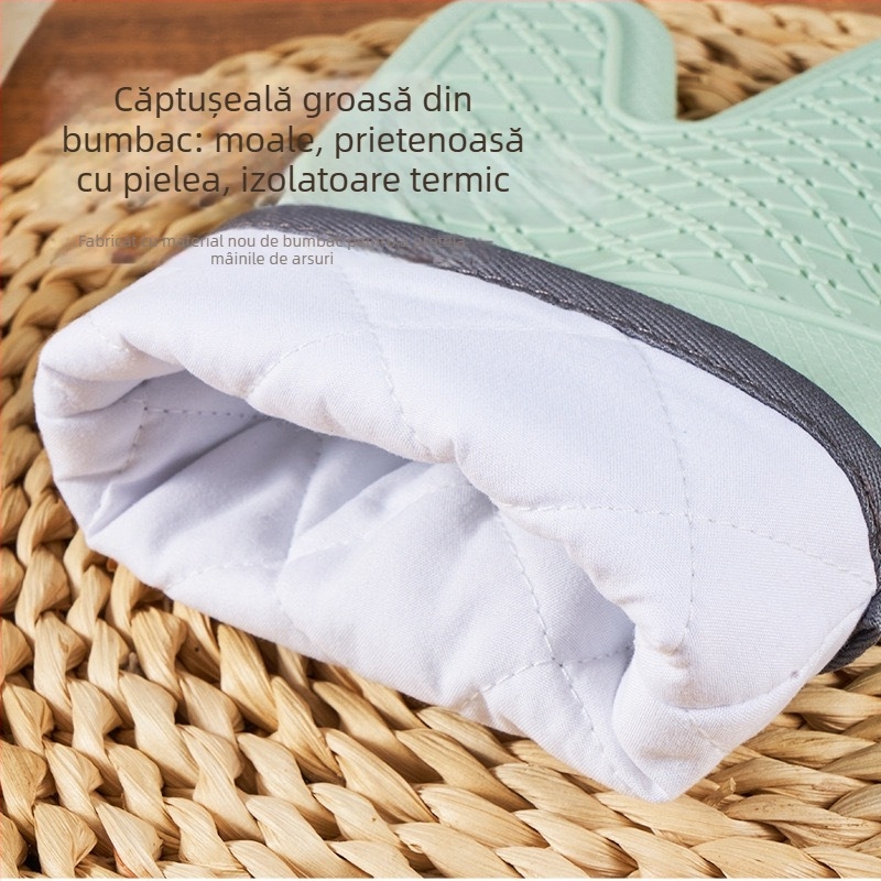 Mănuși de bucătărie din silicon izolante, antialunecare, 29 cm, rezistente la temperaturi înalte, pentru cuptor cu microunde, Star Chef