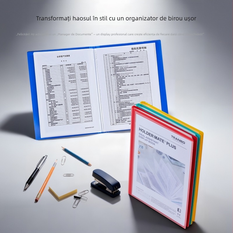 Organizator de fișiere A4 cu separatoare PP transparente pentru documente și lucrări