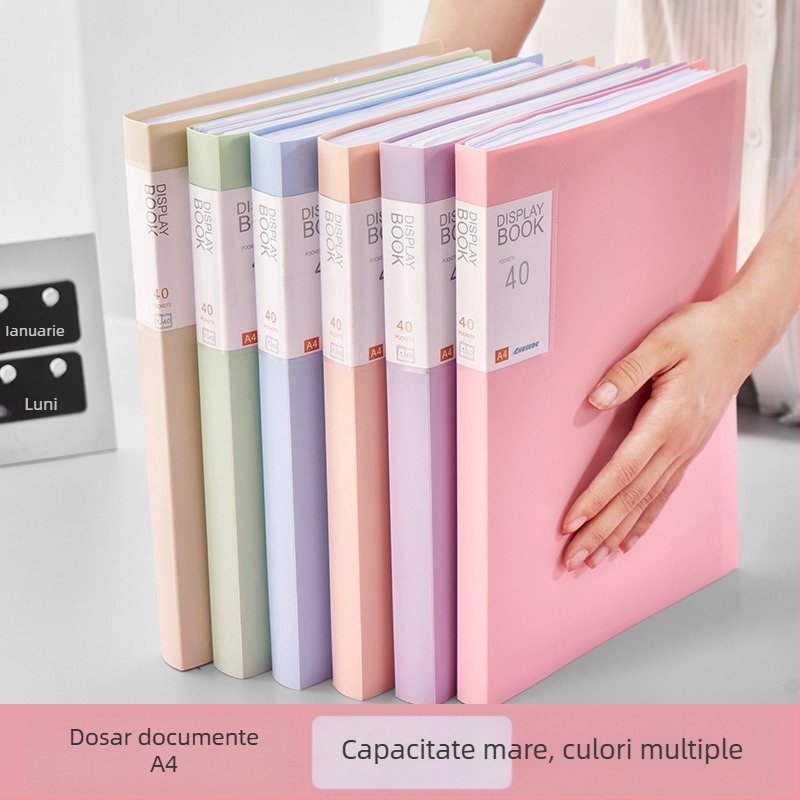 Dosar A4 transparent din PP cu buzunare de inserție; dosar pentru diplome și documente, dosar pentru partituri muzicale