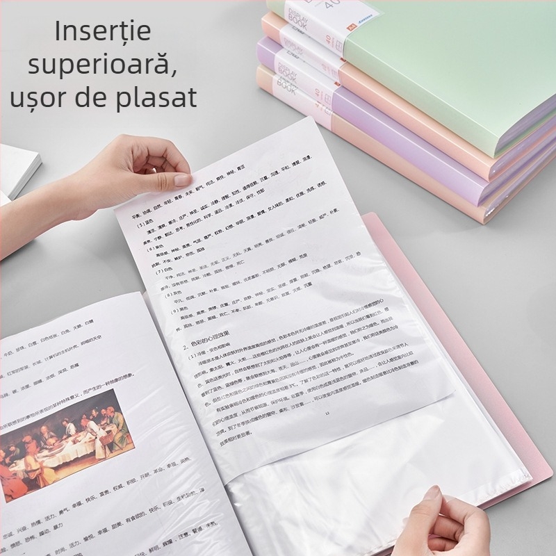 Dosar A4 transparent din PP cu buzunare de inserție; dosar pentru diplome și documente, dosar pentru partituri muzicale