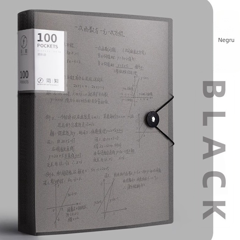 Dosar A4 cu inserții transparente pentru documente și fișe de teste, 60–100 pagini, organizator cu mare capacitate