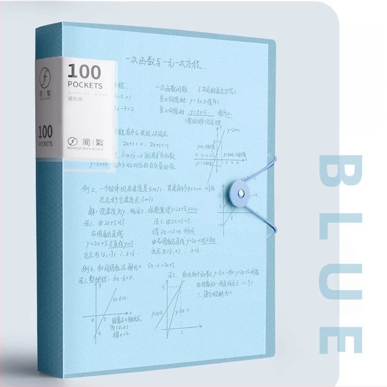 Dosar A4 cu inserții transparente pentru documente și fișe de teste, 60–100 pagini, organizator cu mare capacitate