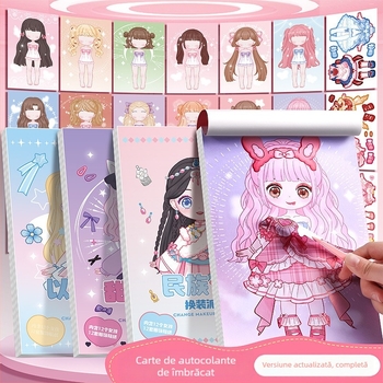Set de autocolante pentru transformări vestimentare pentru fete și copii, autocolante drăguțe cu prințese, autocolante de personaje pentru caiet, carduri decorative pentru scene de machiaj