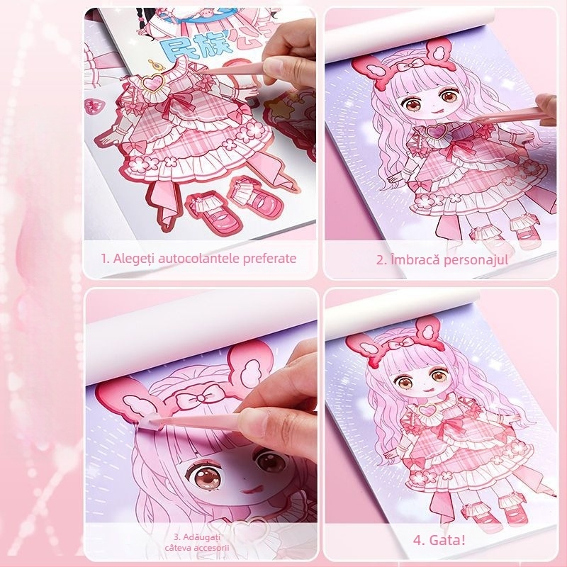Set de autocolante pentru transformări vestimentare pentru fete și copii, autocolante drăguțe cu prințese, autocolante de personaje pentru caiet, carduri decorative pentru scene de machiaj