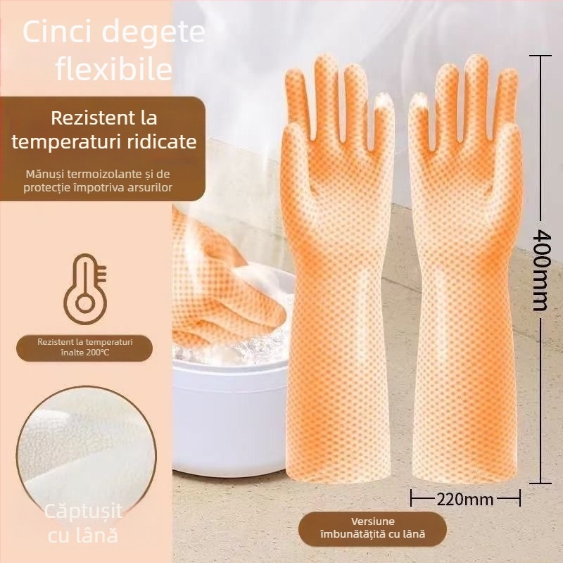 Mănuși din silicon, de înaltă calitate alimentară, groase, rezistente la temperaturi de până la 100°C, pentru coacere și spălat vase