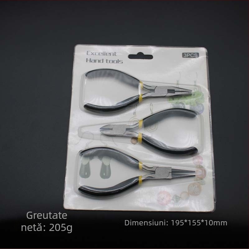 Set de 8 piese: clește mini 4,5 inch, mânere negre și galbene, unelte multifuncționale, clește diagonal, clește cu nas de ac, clește cu nas plat