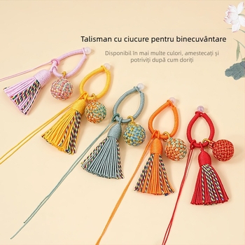 Minge cu ciucuri în stil tibetan, din fir de bumbac tras manual, împletită, potrivită pentru inel de telefon și pandantiv pentru chei — accesorii DIY de agățat