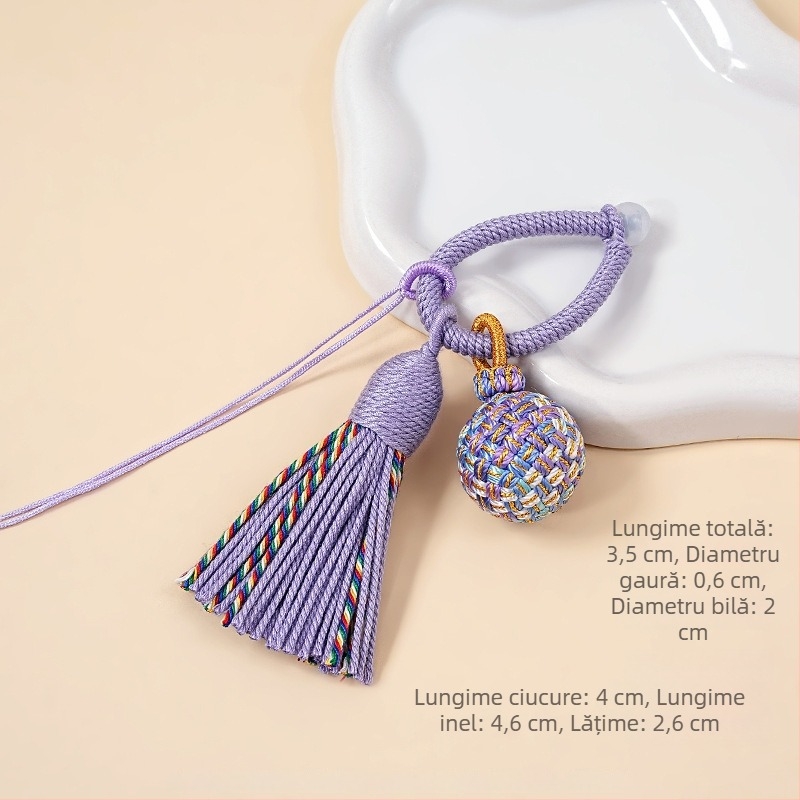 Minge cu ciucuri în stil tibetan, din fir de bumbac tras manual, împletită, potrivită pentru inel de telefon și pandantiv pentru chei — accesorii DIY de agățat