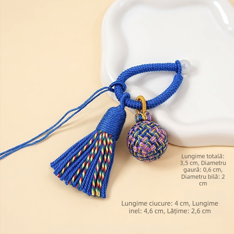 Minge cu ciucuri în stil tibetan, din fir de bumbac tras manual, împletită, potrivită pentru inel de telefon și pandantiv pentru chei — accesorii DIY de agățat