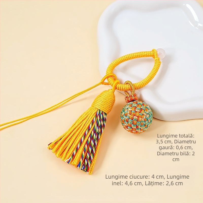 Minge cu ciucuri în stil tibetan, din fir de bumbac tras manual, împletită, potrivită pentru inel de telefon și pandantiv pentru chei — accesorii DIY de agățat