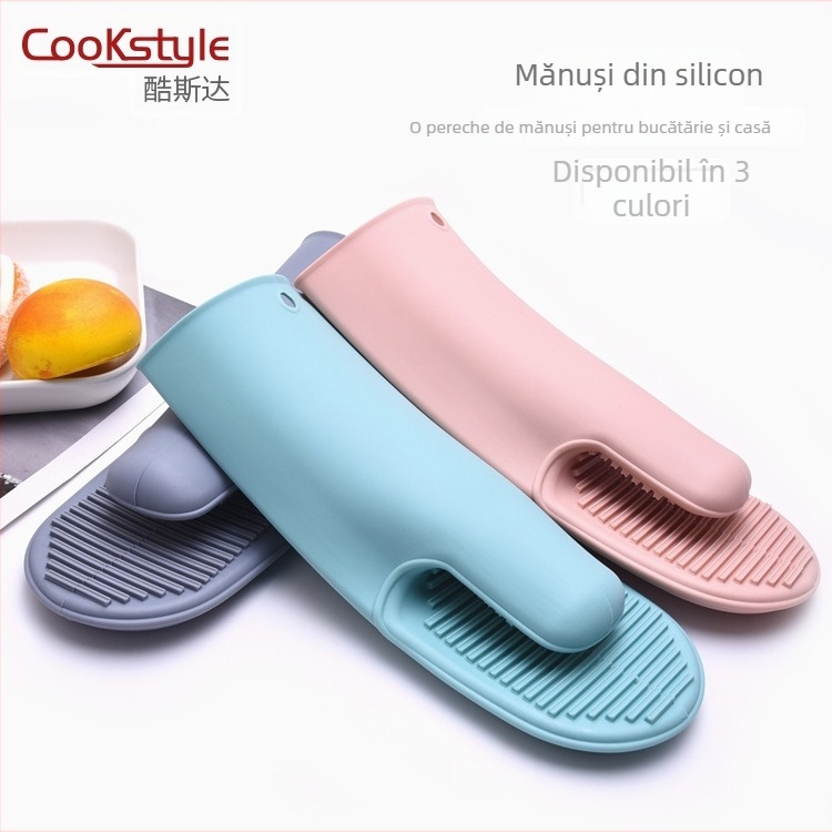 Mănuși din silicon pentru bucătărie, rezistente la temperaturi înalte pentru cuptor și microunde, antiderapante și izolație termică pentru gătit