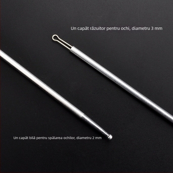 Set profesional de instrumente pentru spalarea ochilor și curățarea urechilor, cu cap dublu, ac de argint 925 pentru spalarea ochilor, instrument de curățare a urechilor, tijă cu mărgele de argint și vârf rotund pentru curățarea ochilor