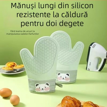 Mănuși groase din silicon pentru cuptor, rezistente la temperaturi înalte, anti-alunecare, pentru cuptor cu microunde și coacere, bucătărie, model ursuleț
