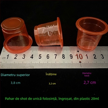 Pahare de vin de unică folosință, roșii transparente din plastic, 20 ml, pentru nunți