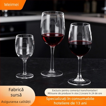 Pahar de vin din plastic acrilic PS, pentru uz casnic și restaurant, transparent, cu picior, rezistent la căderi