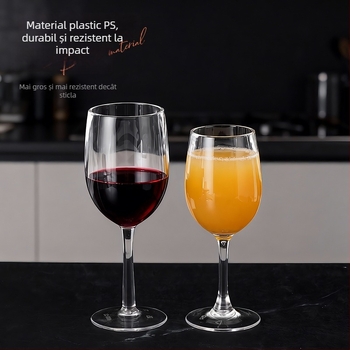 Pahar de vin din plastic acrilic PS, pentru uz casnic și restaurant, transparent, cu picior, rezistent la căderi