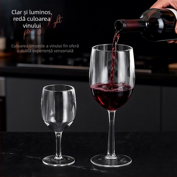 Pahar de vin din plastic acrilic PS, pentru uz casnic și restaurant, transparent, cu picior, rezistent la căderi