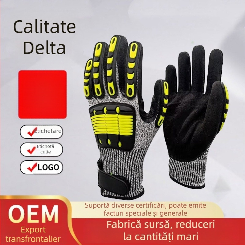 Mănuși Delta anti-coliziune, acoperire nitrilică, rezistență la tăiere D, protecție la impact, pentru manipulare