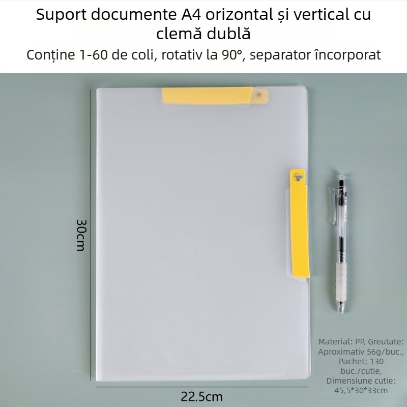 Mapă creativă pentru elevi cu două bare rotative, închidere laterală, format A4, organizator colorat pentru birou