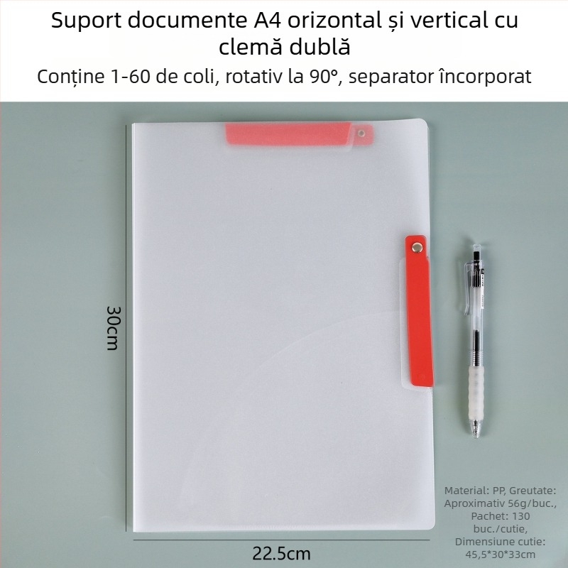Mapă creativă pentru elevi cu două bare rotative, închidere laterală, format A4, organizator colorat pentru birou