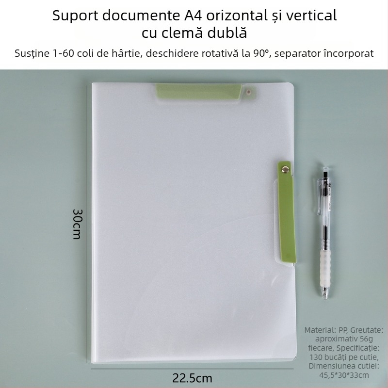 Mapă creativă pentru elevi cu două bare rotative, închidere laterală, format A4, organizator colorat pentru birou