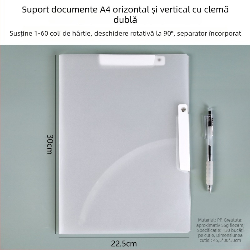 Mapă creativă pentru elevi cu două bare rotative, închidere laterală, format A4, organizator colorat pentru birou