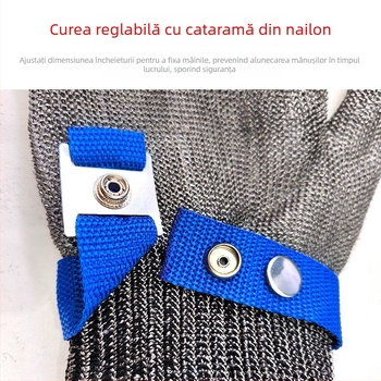 Mănuși rezistente la tăiere cu cataramă metalică, cablu din oțel, cinci degete, mănuși de protecție pentru sudori