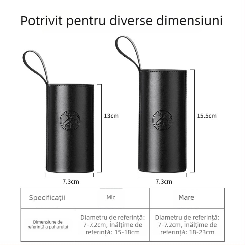 Manșon izolant portabil pentru ceașcă, pentru utilizare în aer liber, protecție anti-cădere pentru pahare din sticlă și sticle de apă, cu geantă de transport