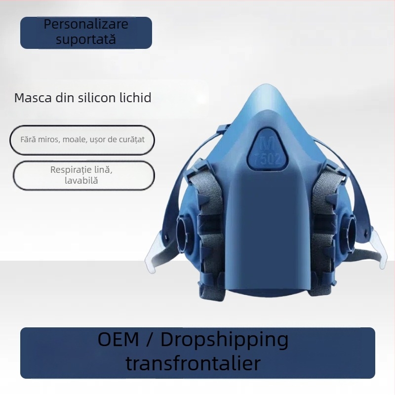 Masca de gaz cu corp din silicon, două canistre 7502, modele 2091/6001/2097, anti-fum și anti-ceață