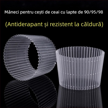 Manșon din plastic transparent pentru pahare de ceai cu lapte, o singură utilizare, izolație termică, pentru diametre 90/95/98 mm