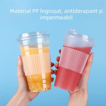 Manșon din plastic transparent pentru pahare de ceai cu lapte, o singură utilizare, izolație termică, pentru diametre 90/95/98 mm