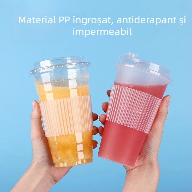 Manșon din plastic transparent pentru pahare de ceai cu lapte, o singură utilizare, izolație termică, pentru diametre 90/95/98 mm