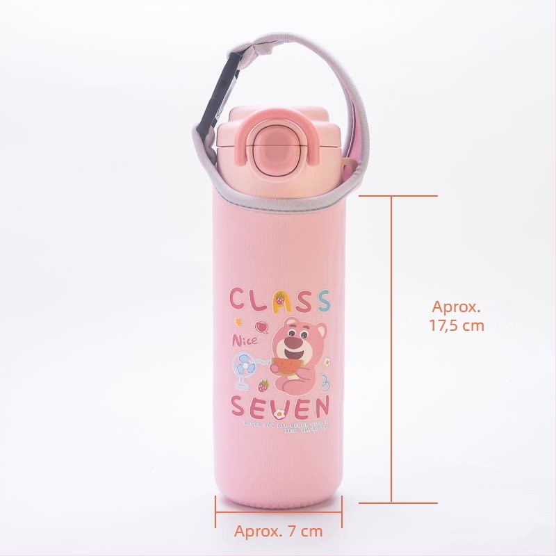 Husă portabilă pentru pahar cu mâner, 500 ml, design desen animat, husă protector din material textil pentru apă sau ceai, pentru copii