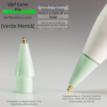 Vârf metal rezistent la uzură pentru Apple Pencil, vârf subțire în formă de dovleac pentru scriere