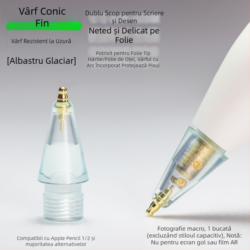 Vârf metal rezistent la uzură pentru Apple Pencil, vârf subțire în formă de dovleac pentru scriere