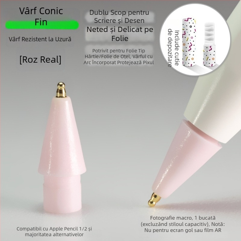 Vârf metal rezistent la uzură pentru Apple Pencil, vârf subțire în formă de dovleac pentru scriere