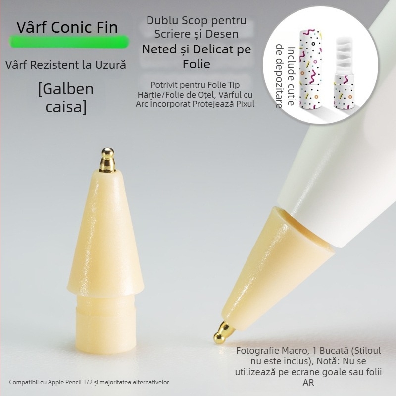 Vârf metal rezistent la uzură pentru Apple Pencil, vârf subțire în formă de dovleac pentru scriere